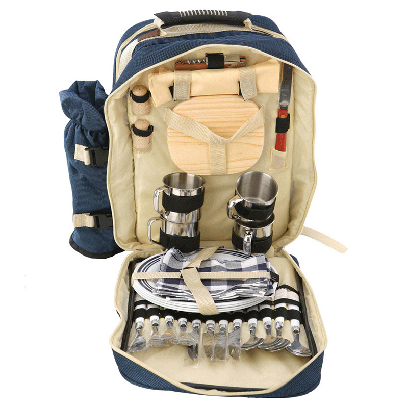 Outdoor Camping Dining Set - Portable 4 Persons Picnic Backpack Set