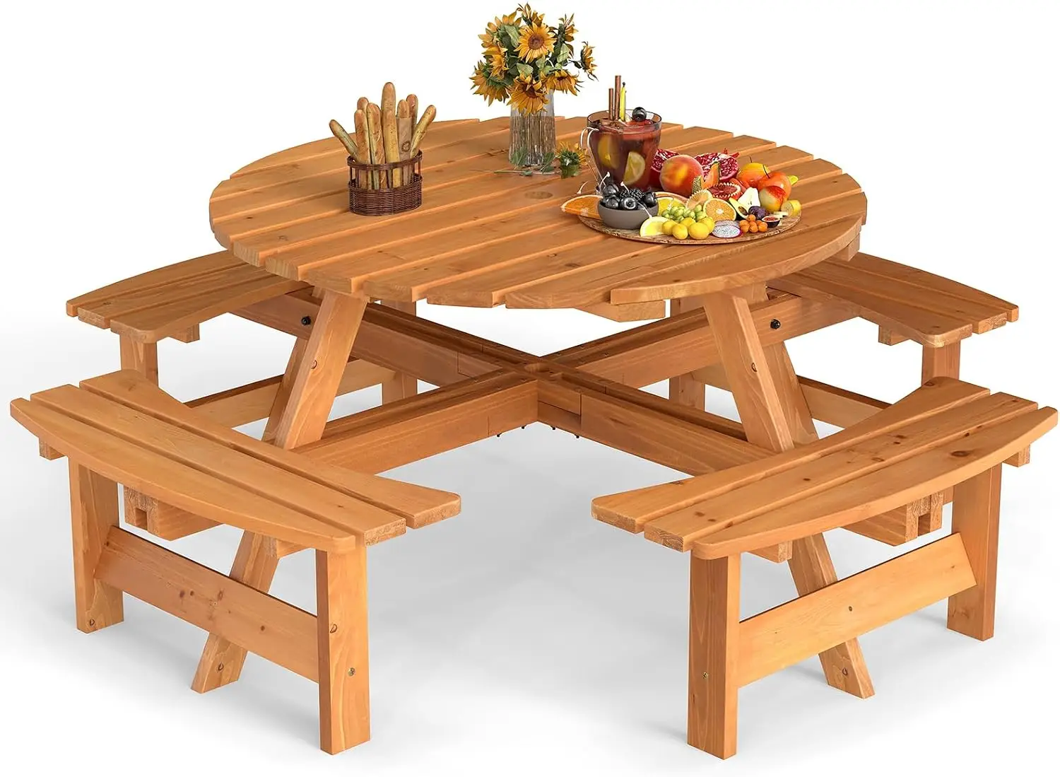 USA Stock8-Person Wood Picnic  - Outdoor Camping Usa review and price